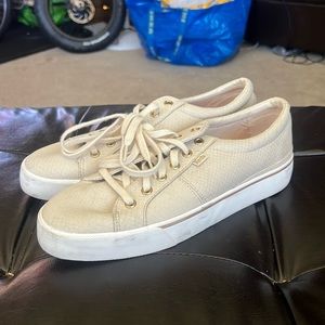 White and ivory KEDS women’s laces ladies shoes 9.5 9 1/2 platform athletic